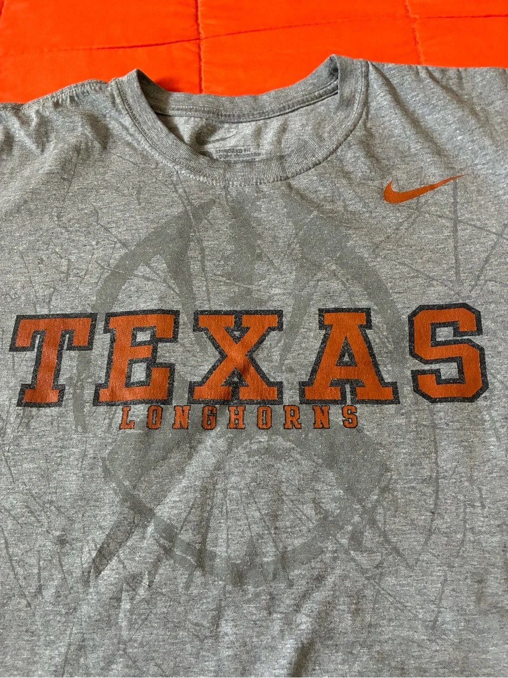 Nike Men's Gray Texas Longhorns Short Sleeve Tee with Orange Logo XL